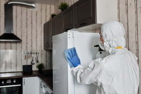 How can you prevent cross-contamination in a small commercial kitchen?